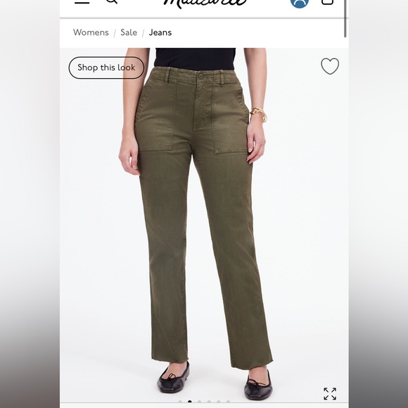 Madewell The Curvy Slim Straight Trouser Pant in Garment Dye - Size 32 - Picture 2 of 7